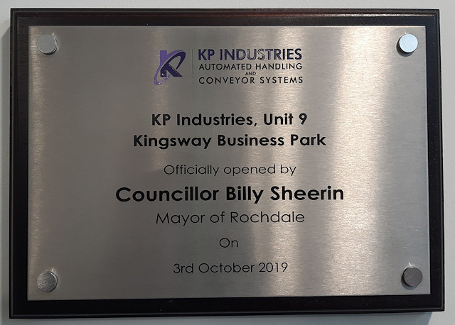A plaque at the new building declaring it being opened by Mayor Billy Sheerin