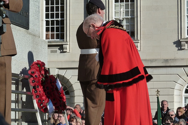 Mayor Billy Sheerin lays a poppy wreath