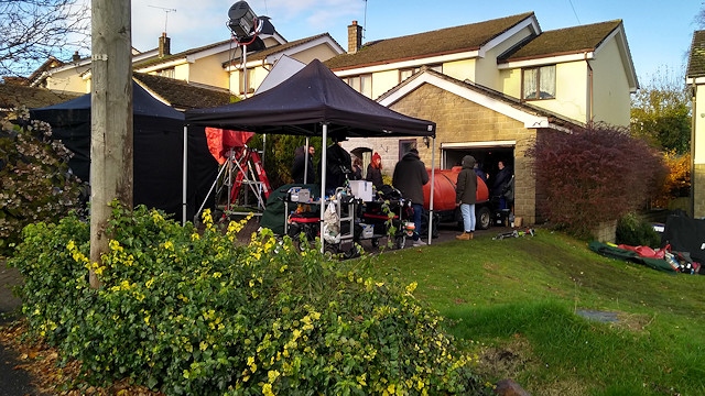 Filming scenes on Shelfield Lane in Norden (2019)