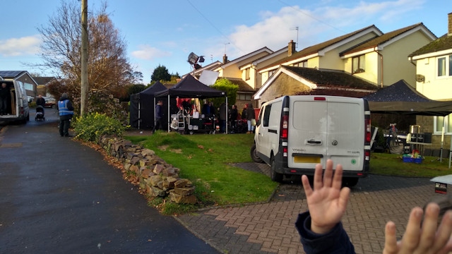 Filming scenes on Shelfield Lane in Norden