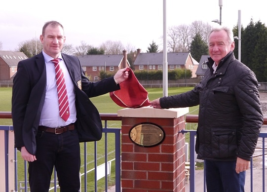 Rochdale Rugby Union Club new balcony opened by Jonathan Rhodes, club Vice-Chairman and Kevin Philbin 
