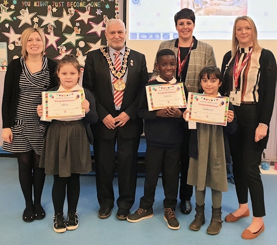 Mayor Mohammed Zaman attended Broadfield Primary School for their 'Sending Sunshine' event on Monday