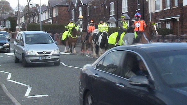Rochdale & Bury Bridleways Association stop to let traffic pass them