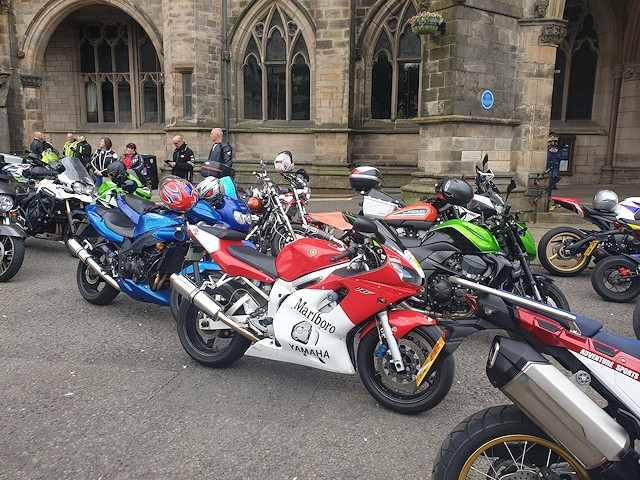 Motorbikes outside the town hall - Lee Rigby Memorial Ride 2019