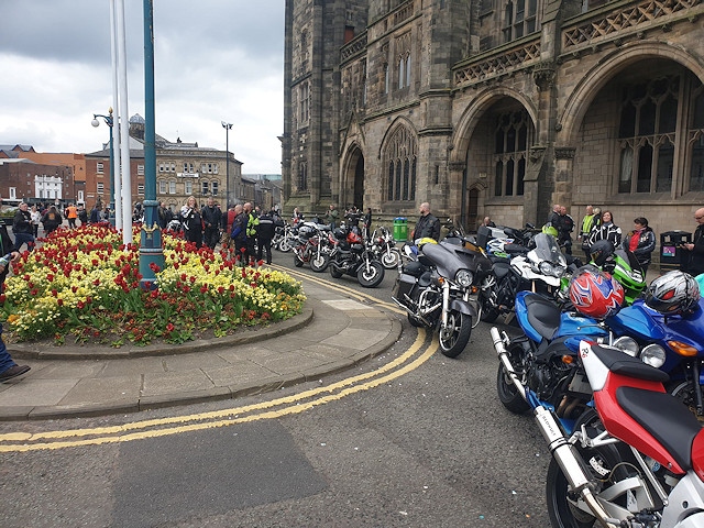 Motorbikes outside the town hall - Lee Rigby Memorial Ride 2019