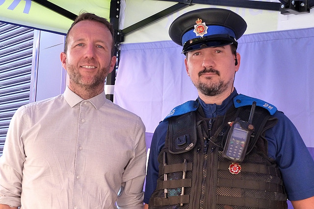 Paul Ambrose, BID Manager, left with PCSO Nick McNeill