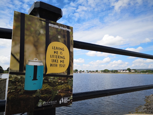 Can poster in place at Hollingworth Lake
