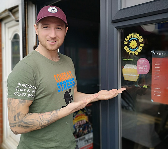 The campaign will see stickers being added to shop windows: Nathan Sweeney from Deuce Cafe, Heywood