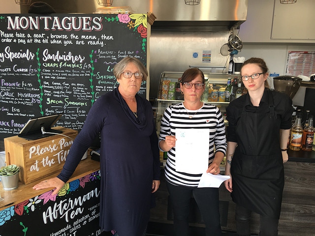 The team at Montague's Cafe, Rochdale. From left: Debra McGinty (owner), Andrea McDermott, Natalie Raye