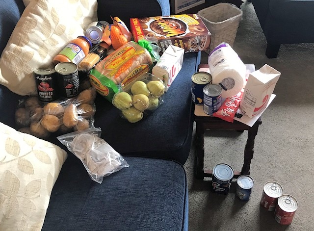 The contents of a food parcel received by one local resident on Monday