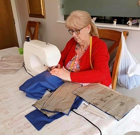 Carole sewing for Scrubs Hub Bury, Oldham and Rochdale