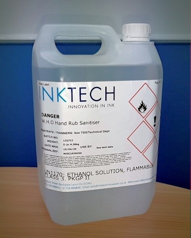 Inktech Innovation has produced hand sanitiser for key workers and businesses