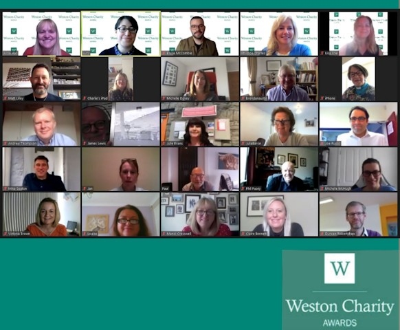 A screenshot from the virtual awards ceremony. Kathy Thomas, CEO Rochdale Connections Trust is pictured second left on the second row.