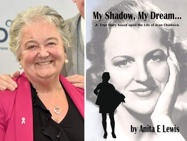 Author Anita Lewis and the cover of My Shadow, My Dream