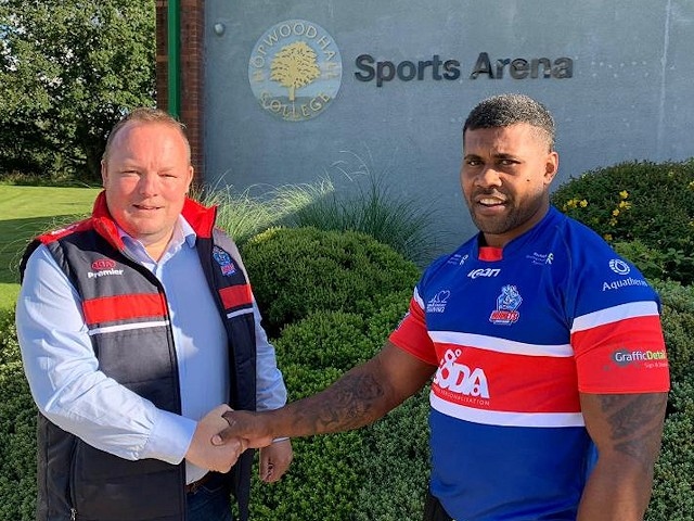 Hornets chairman Andy Mazey welcomes Joe Taira back to the club