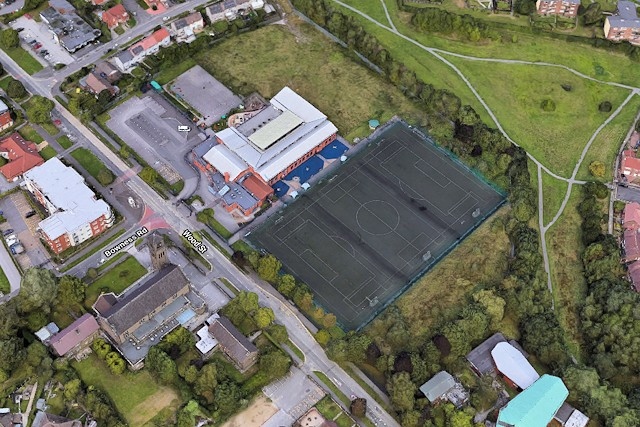 The artificial turf pitch at St Mary's RC Primary School on Wood Street