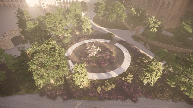 The Glade of Light memorial will be located between Manchester Cathedral and Chetham's School of Music