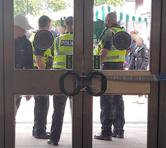 Police at the Middleton Shopping Centre scene on Saturday 14 August
