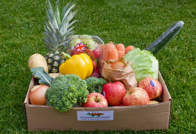 One of the produce boxes from Rochdale Veg Boxes
