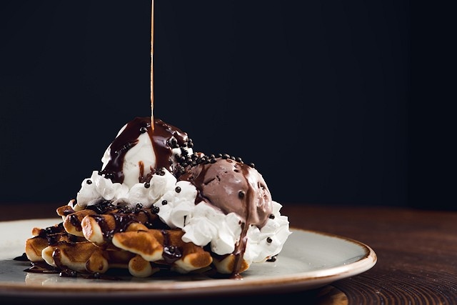 Waffles are two for £10 at Heavenly Desserts