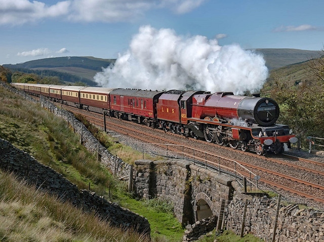 Famous steam locomotive Princess Elizabeth hauling the Northern Belle over the Settle-Carlisle line. The train will be hauled by a heritage diesel locomotive when it passes through Rochdale.