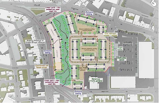 Map outlining how Central Retail Park will be developed