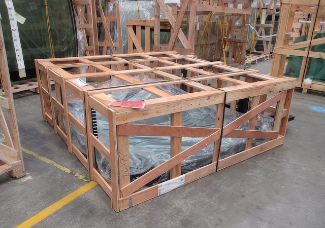 The crate that was being moved by the two workers at PSV Glass and Glazing