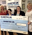 Debbie Goldrick, Pearl Naylor and Janet Lees handed over a cheque for £200 to Maria Whittaker from Diabetes UK