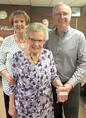 Gladys Radburn celebrated her 102nd birthday with her son Bill and daughter-in-law Vicky Radburn