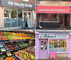 Clockwise from top left: The Italian Room, Bamford; Cryers Butchers, Littleborough; Rebecca's Coffee Shop, Littleborough and Green Peppers Red Tomatoes, Middleton