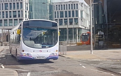 A First bus leaving Rochdale Interchange