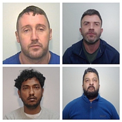 The four men jailed for their role in the gang - clockwise from top left: Leon Atkinson, Adam Marsden, Abdul Ghafar, Romiz Ahmed