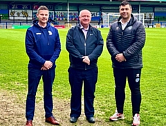 HMR Circle Director Mark Wynn (centre) recently met with Chris Tomlinson, Business Development Director at the Rochdale Hornets Sporting Foundation and Ryan Bradley, Community Director at the Rochdale AFC Community Trust 