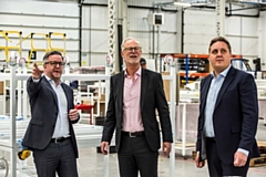 Gary Bagshaw (left), managing director and Andrew Ellison (right), CEO of Envair Technology with chief executive of Rochdale Borough Council, Steve Rumbelow (centre)