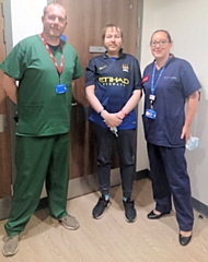 Hamish Graham (centre) was 24 when he was diagnosed with Acute Lymphoblastic Leukaemia (ALL) in May 2020 and was helped by Teenage Cancer Trust at The Christie NHS Foundation Trust