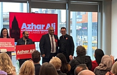 Rochdale by-election campaign launch of Labour candidate Ahzar Ali alongside GM mayor Andy Burnham