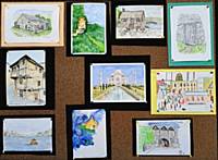 Paintings produced by group members for the April Theme of the Month - Ancient Buildings 🎨