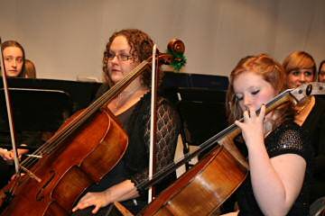 Teacher Hazel Buckley with Georgina Bennett of the Senior Orchestra