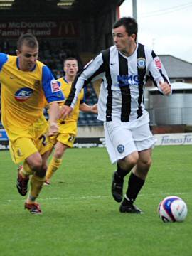 Chris Dagnall looks to put in the cross for Le Fondre to tap in for the 'offside' goal