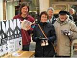 Sam O’Brien, Patricia Gilligan, George Arbenstern and Mai Chatham preparing to leaflet