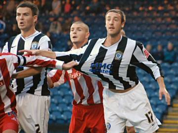 Dale defend one of many tough Stoke corners, the shirt pulling didn't help their cause!