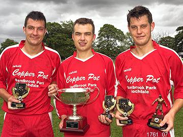 Three Luker brothers, part of the winning Copperpot team