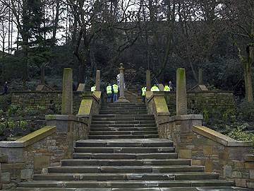 The steps leading to the fountain