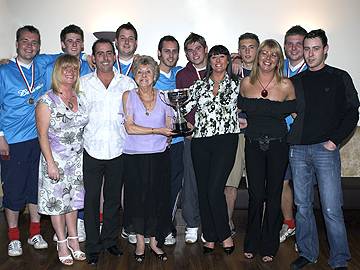 The Winning Team with the Kenny Family; from left, Lesley Dutton, Craig Webster, Ann Kenny, Jacqueline Greenhalgh, Ann Taylor, Jason Greenhalgh