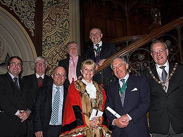 (F) Roger Ellis, Mayor Jean Hornby, Barrie Bernstein, Barrie Hornby. (B) John Hudson, Paul Rowen, Cllrs Brett & Dearnley