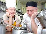 Cardinal Langley pupil Vicky Claire with Chef lecturer Joe Ogden