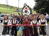 The Rushcart is paraded from the Canal Wharf to Littleborough town square