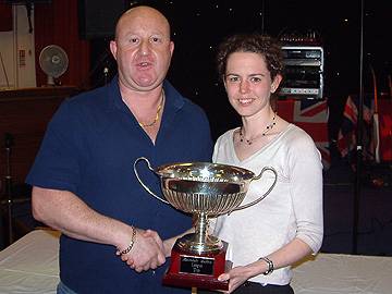 Rochdale Online League Cup Winners: Tony McCarroll of D&P Copperpot. Presented by Rochdale Online Director Claire Blanthorn