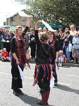 The Hebden Bridge Hill Millies perform in Littleborough town square