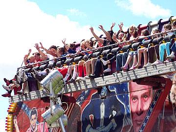 Don't look down! Youngsters take a ride on the ripsaw 